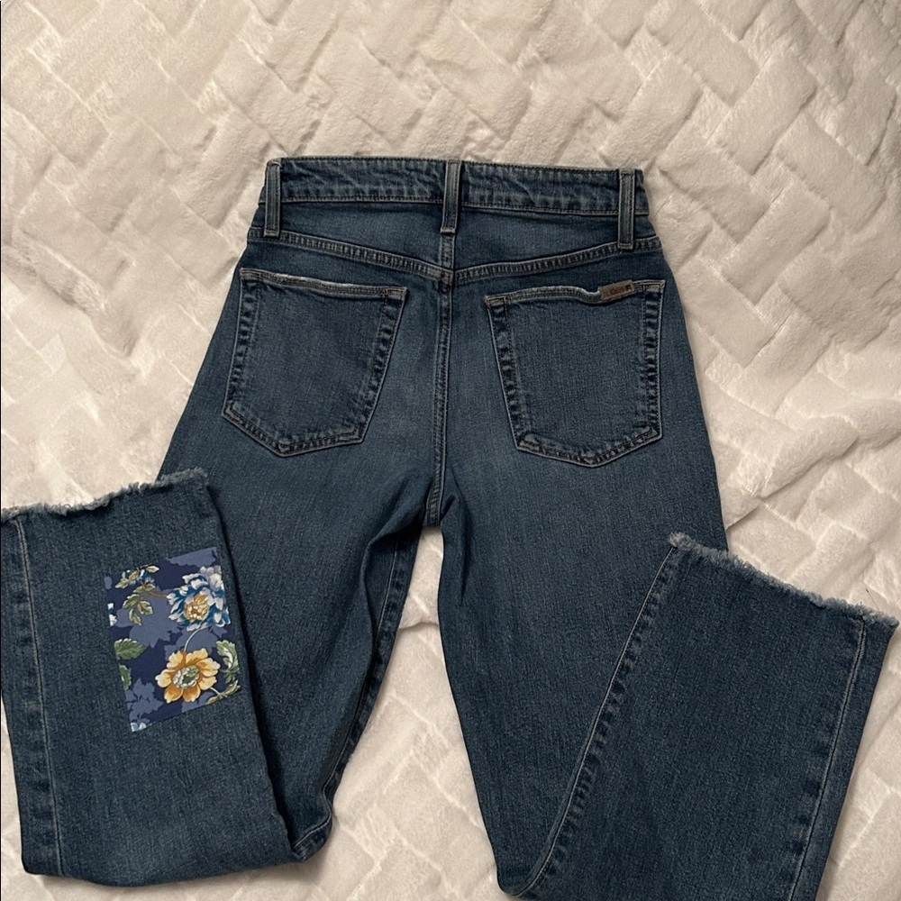 Joe’s Jeans Patchwork High Rise Straight Crop Blue Jeans size 26 - Picture 4 of 4